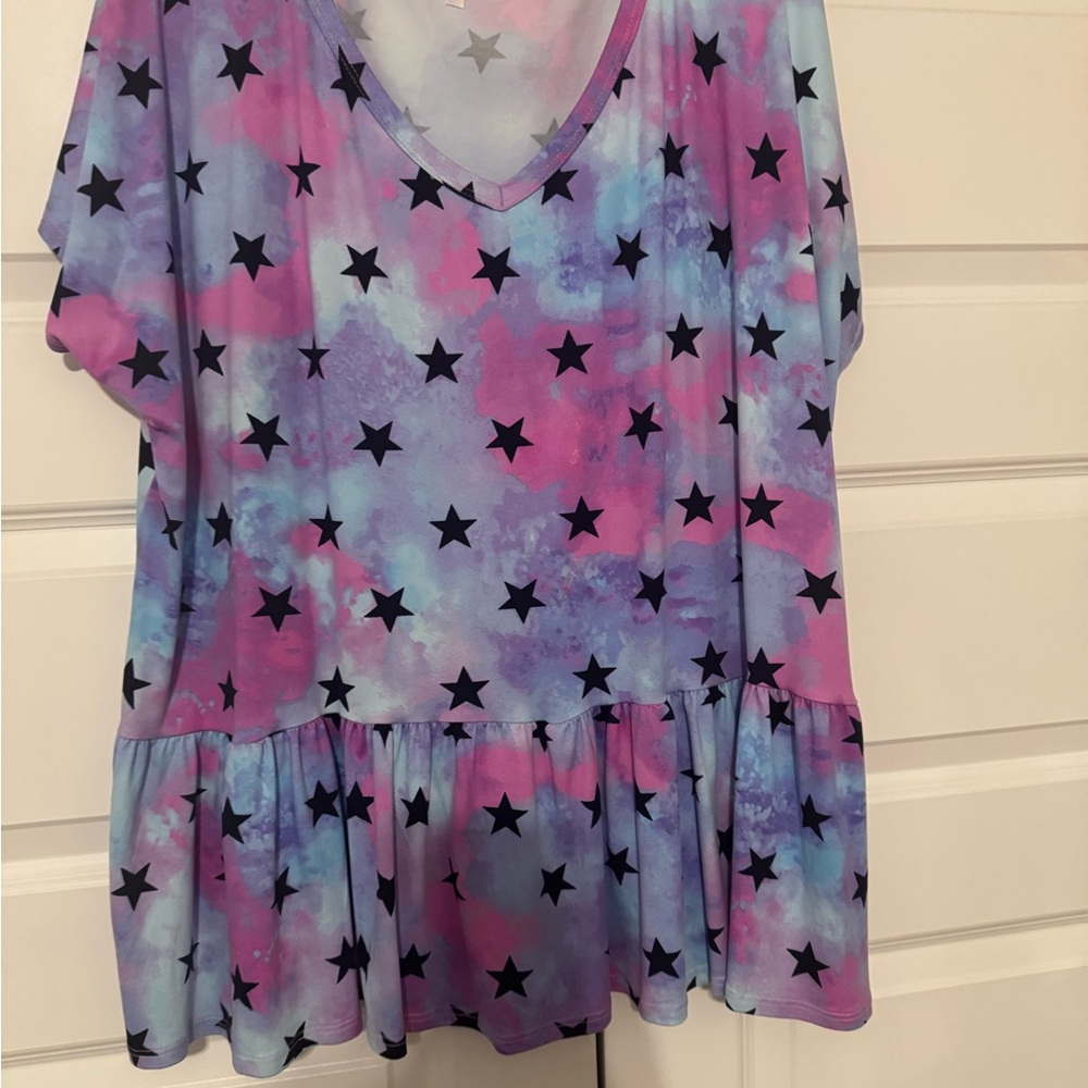 Starry Tie-Dye V-Neck Top